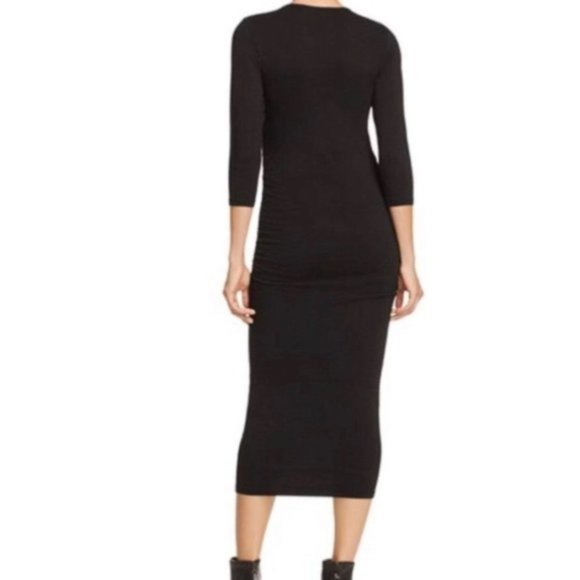 NWOT MICHAEL STARS Ruched midi grey cotton dress size S - Picture 2 of 5